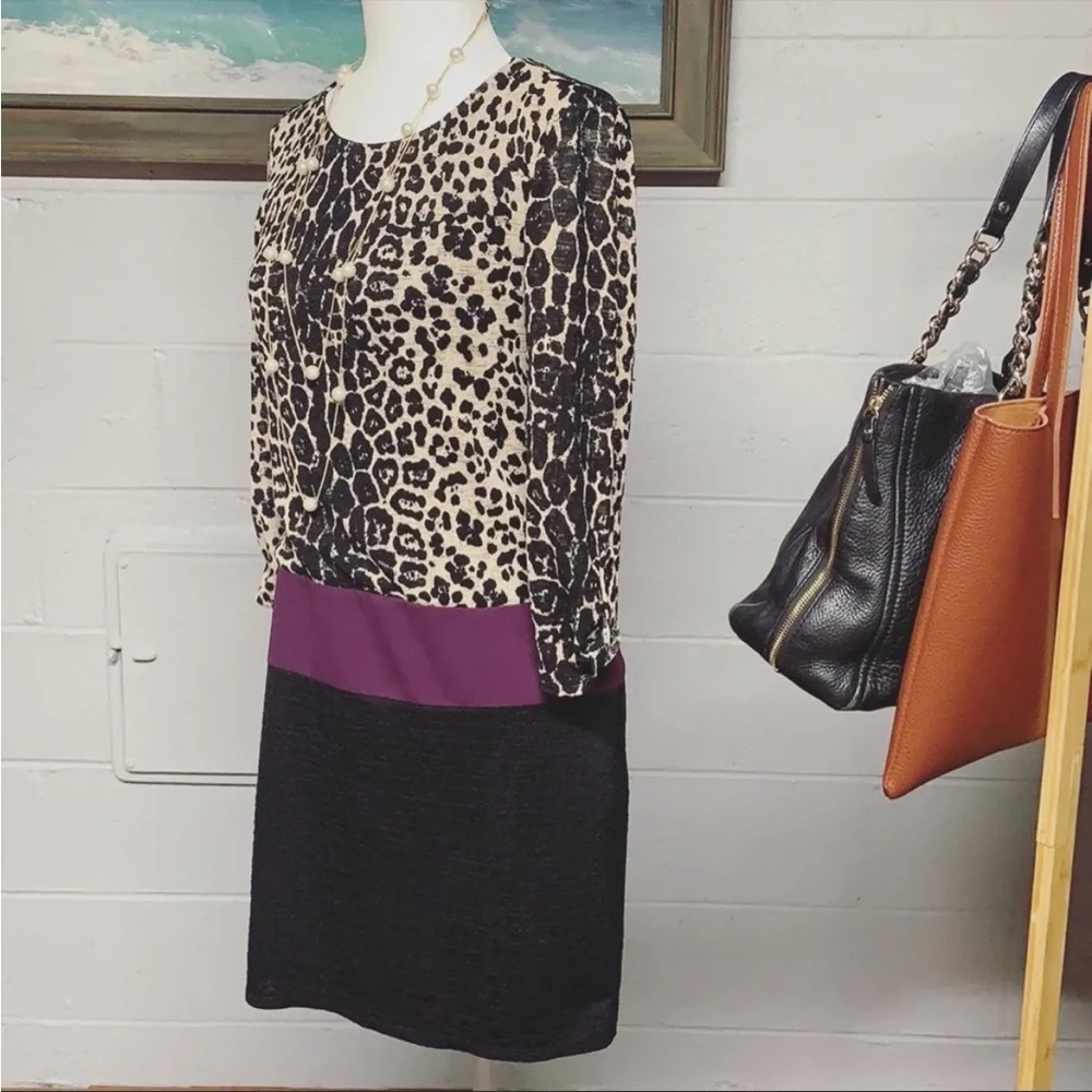 Luxology animal print color block dress